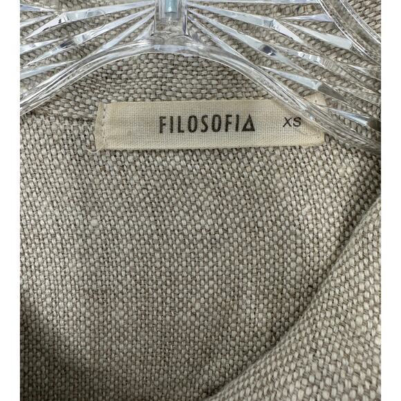 Filosofia Natural Khaki Alexis Woven Lagenlook Heavy Chore Linen Jacket Size XS - Picture 4 of 11